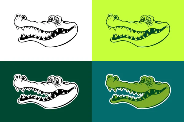 Alligator vector overzicht silhouetten — Stockvector