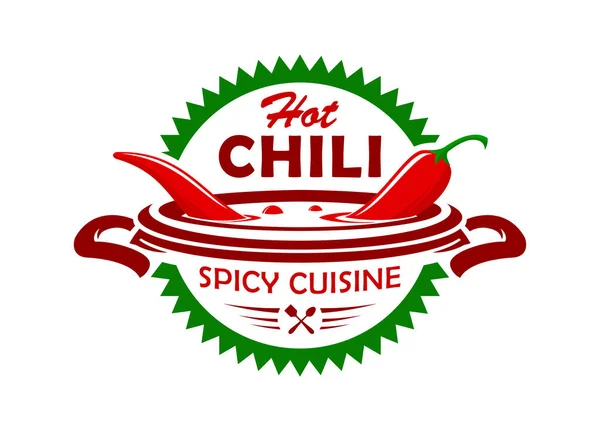 Emblema de cocina picante de chile picante — Vector de stock