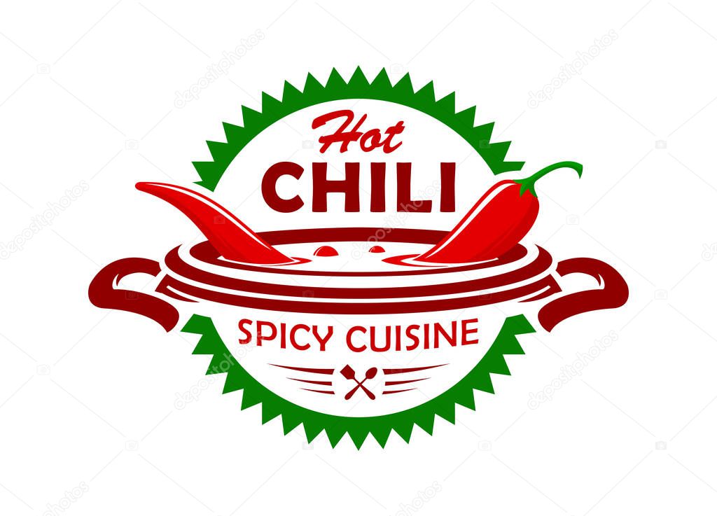 Hot chili spicy cuisine emblem