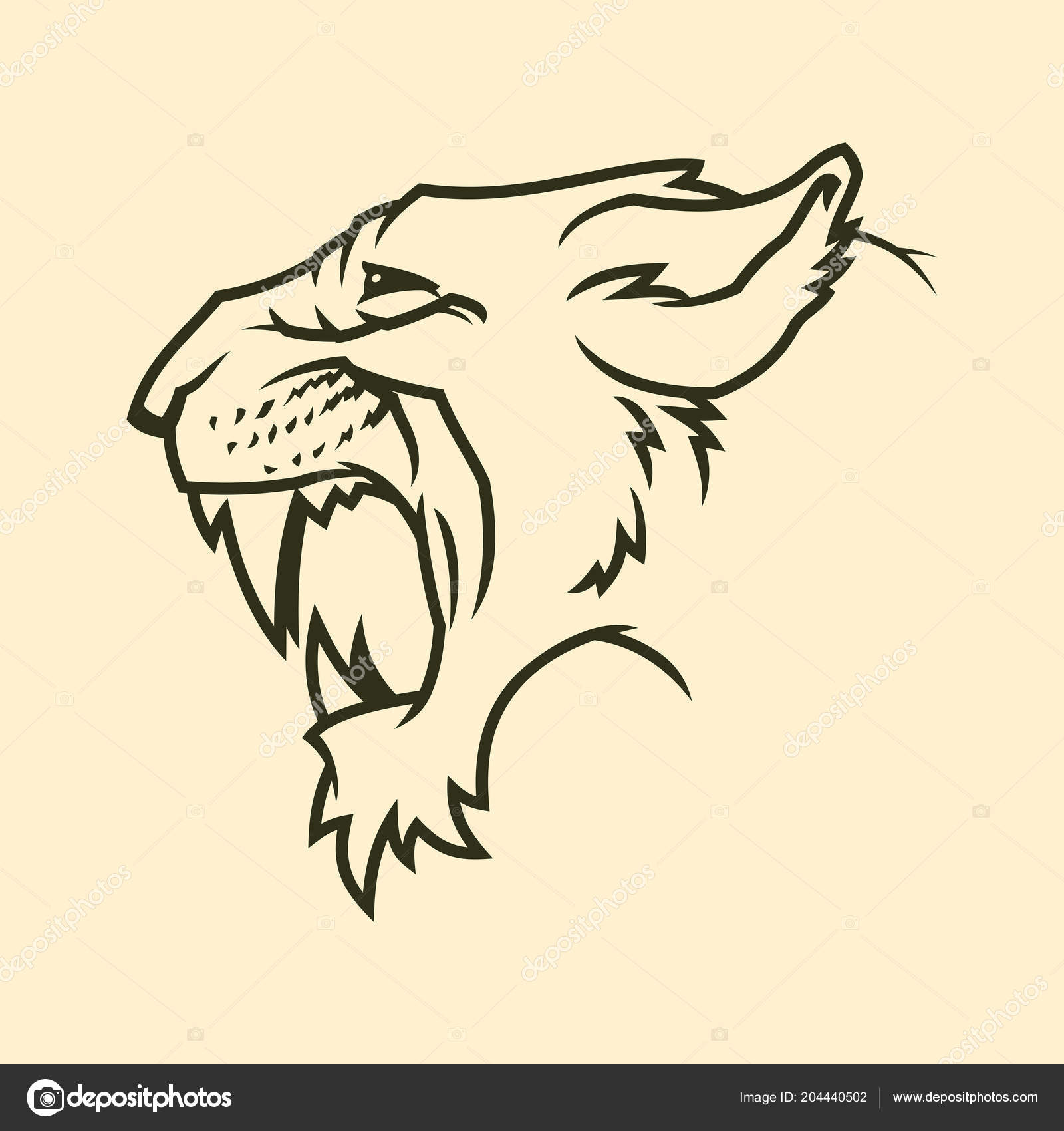 Silueta de cabeza de puma o pantera Vector de stock #204440502 de ©gala_che, image size:1600x1700