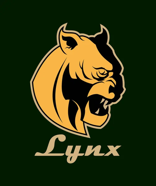 Lynx cabeça de gato selvagem emblema — Vetor de Stock