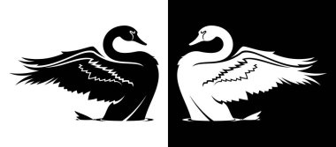 Kuğu siluet içinde siyah ve beyaz değişik kapalı alarak