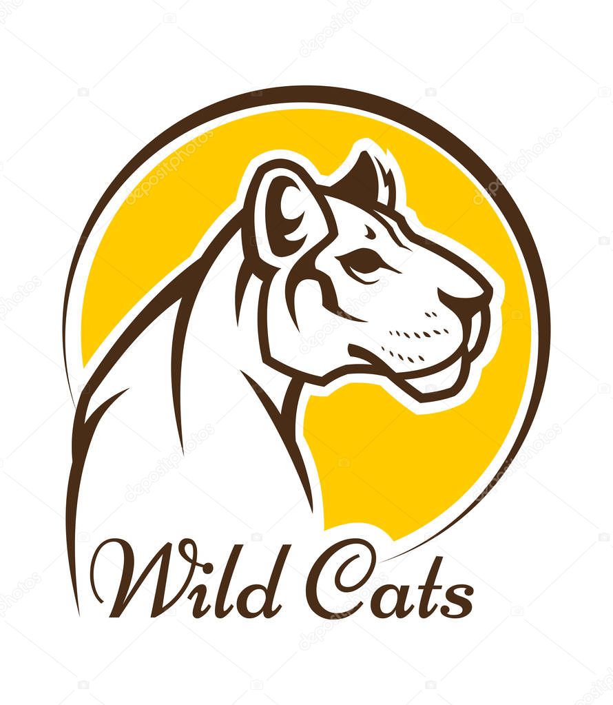 Cougar mascot silhouette, wild cat panther sign