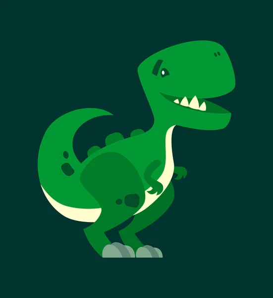 Un simpatico dinosauro sorridente. Mascotte personaggio dino verde — Vettoriale Stock