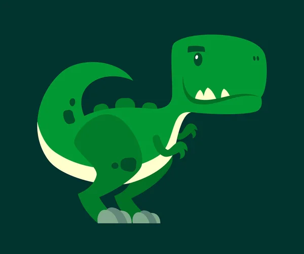 Dinossauro curioso verde bonito - um personagem de desenho animado — Vetor de Stock