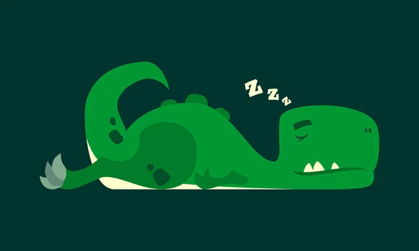Roztomilý dinosaurus spící. Dino rex kreslená postavička — Stockový vektor
