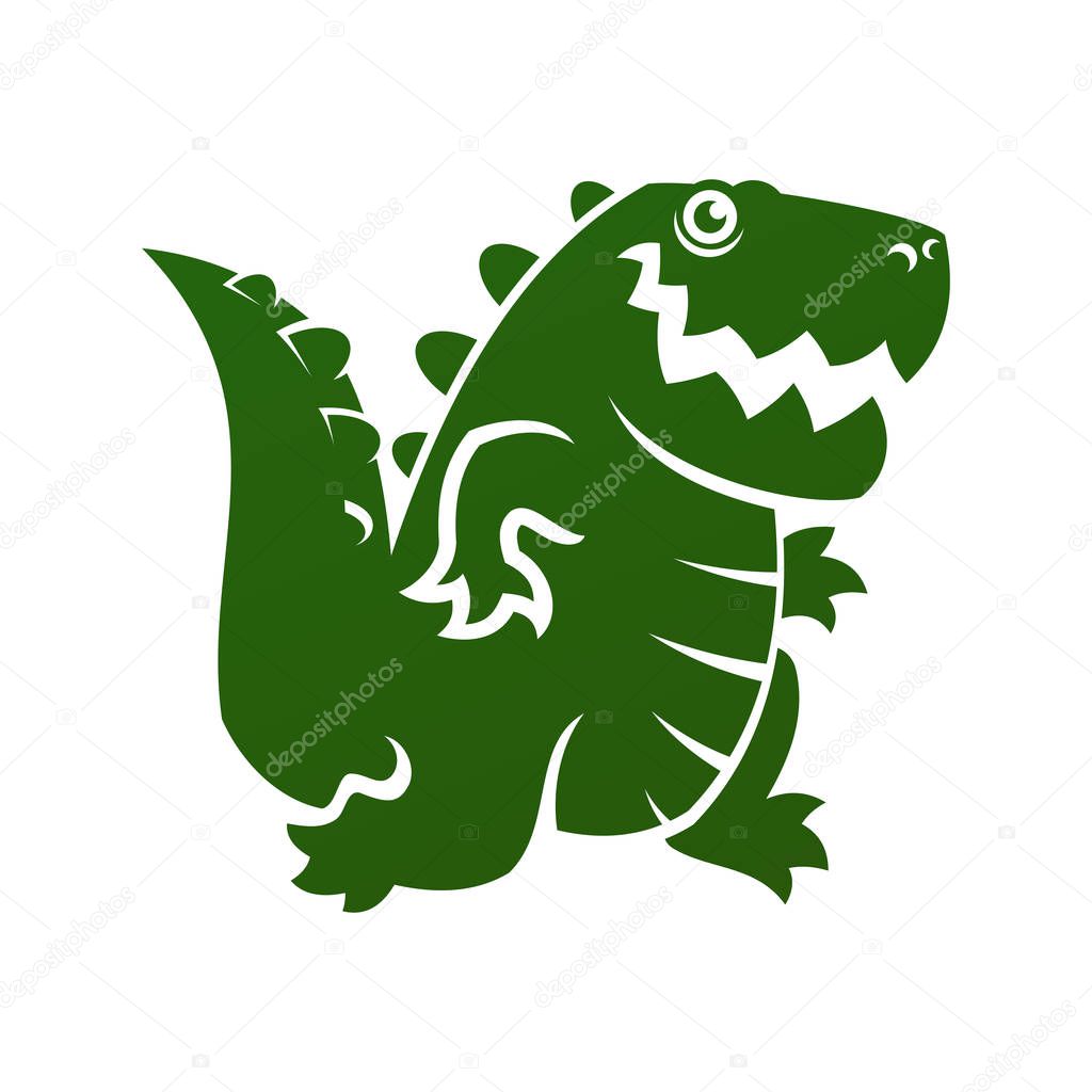 Cut out icon of cartoon alligator or dinosaur silhouette