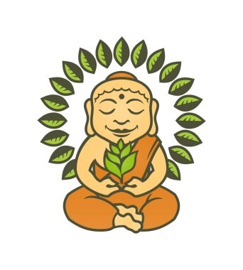 Buda'nın karakteri ile lotus bitkilerde poz