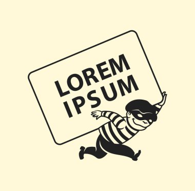 Çalıntı mal vektör simge hırsız maskeli taşır