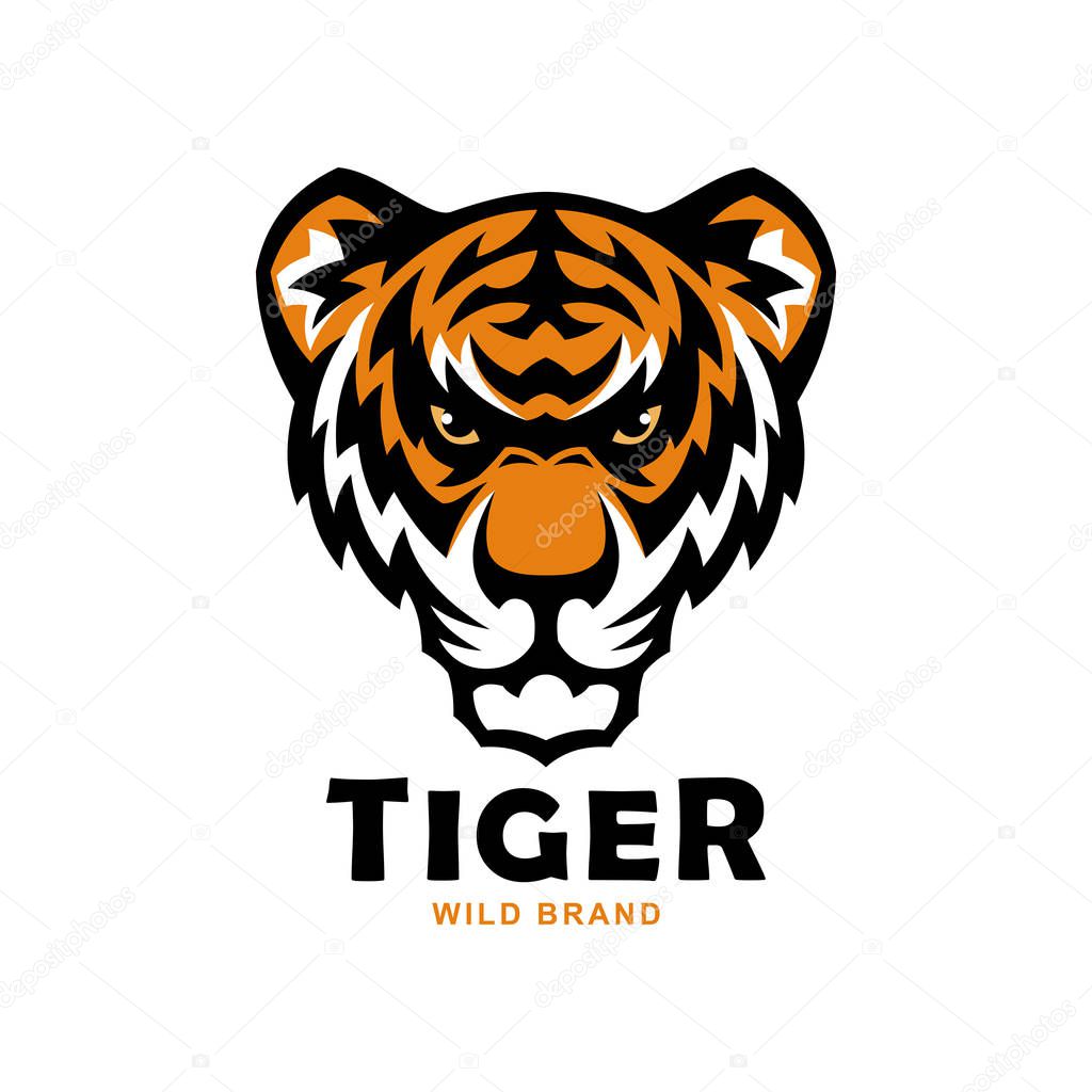 Tiger head mascot. Wild tiger vector illustration