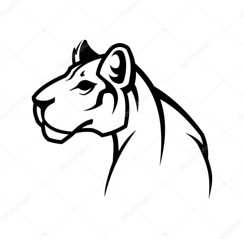 Panther outline silhouette. Puma or lioness icon