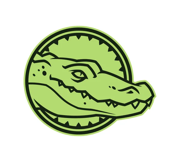 Alligator hoofd in cirkel. Krokodil karakter pictogram — Stockvector