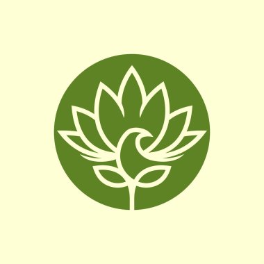 Bir çiçek - tabelada stilize kuş kesmek yuvarlak simge