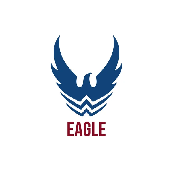 Flying Eagle Sign Spread Wings Stylized Waves Vector Icon — Stock Vector