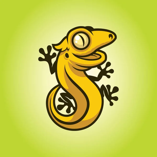 Gecko Lagarto Salamandra Camaleão Mascote Personagem Engraçado Estilo Desenho Animado — Vetor de Stock