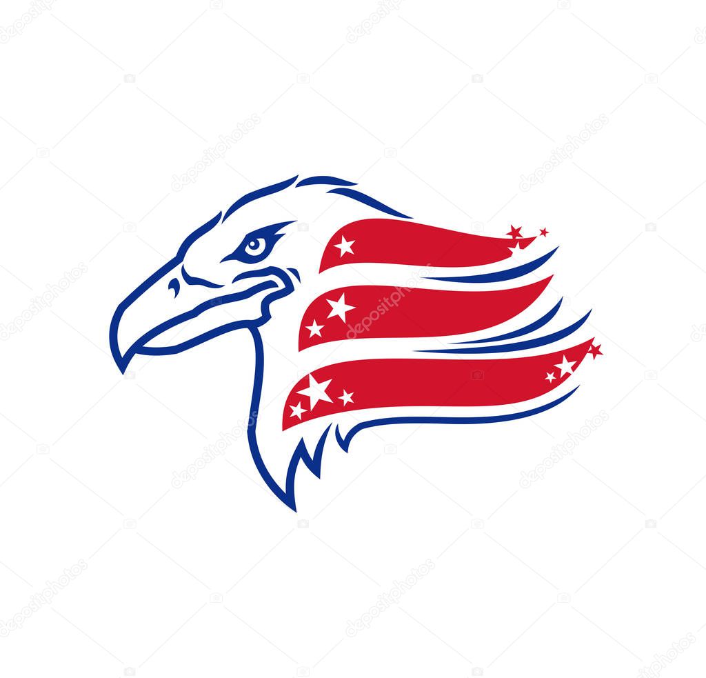 Eagle head vector icon. Eagle silhouette - stylized US symbol.