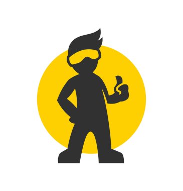 Gözlük siluet başparmak ile adam