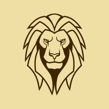 Aslan simge vektör. Aslan baş anahat siluet.