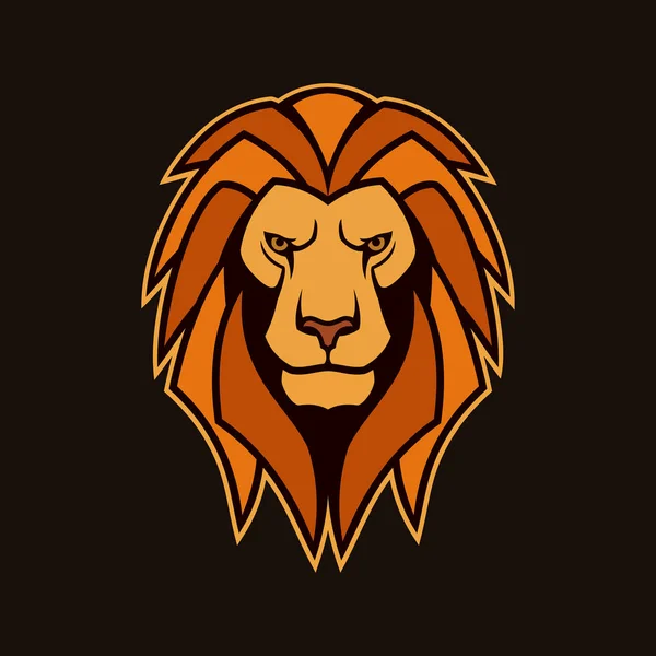 Cabeza de león con melena. León vector mascota — Vector de stock