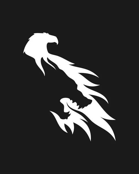 Lobo y águila silueta icono de espacio negativo — Vector de stock