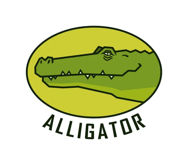Alligator hoofd. Gelukkig krokodil gezicht vector embleem — Stockvector