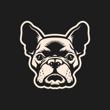 Fransız bulldog baş anahat siluet kesip