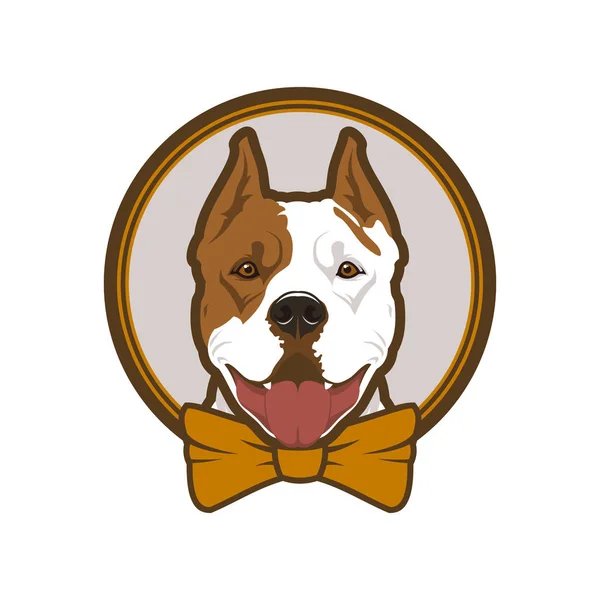 Pitbull boxer head dog mascot in bow-tie — Stock Vector
