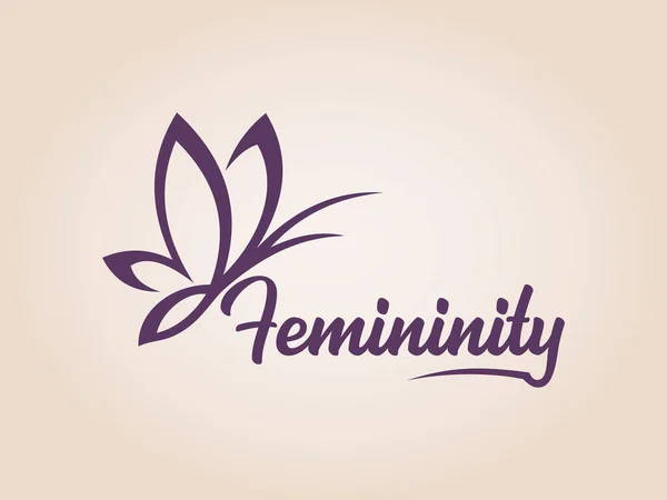 Feminy icon logo with elegant butterfly silhouette — Stock Vector