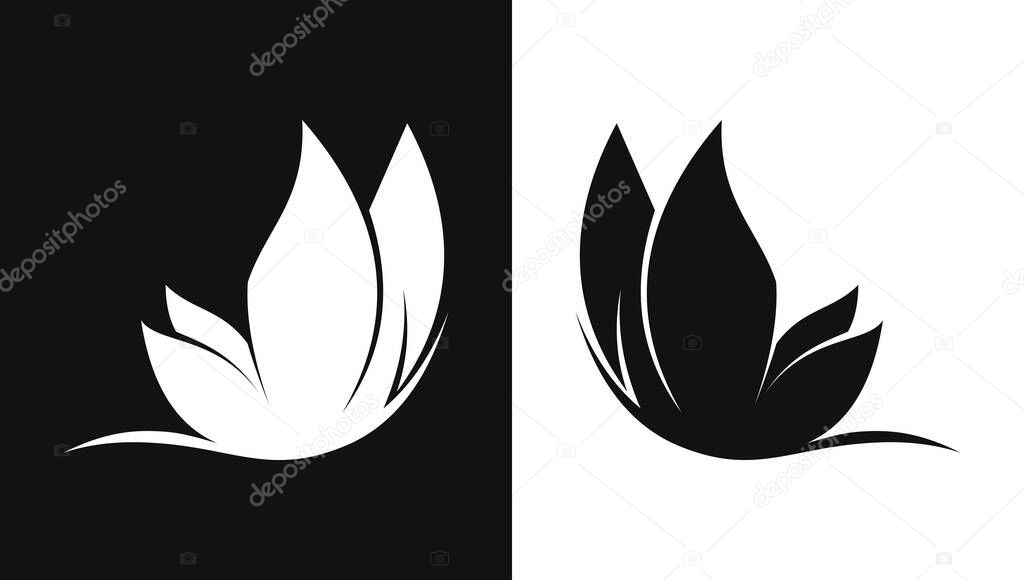 Butterfly silhouette. Flying butterfly - black and white stylized cut out icon