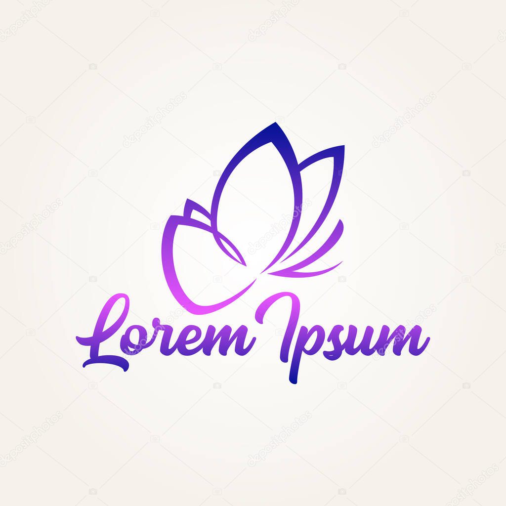 Butterfly outline silhouette. Stylized butterfly vector icon logo