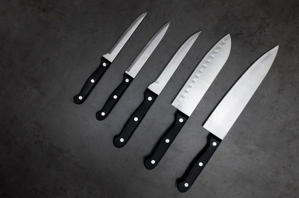 Knife set on a dark gray table