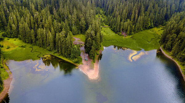 Lake Synevir in Carpathians mountains