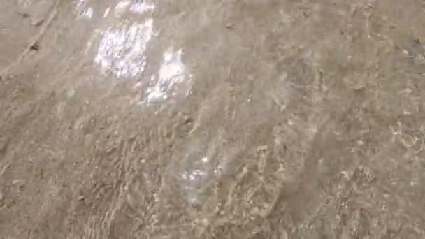 Dalgalar sahilde bir gidiş okyanusa geri geliyor — Stok video