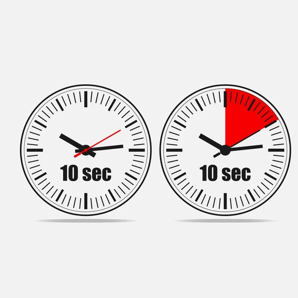 Δέκα Δευτερόλεπτα Ρολόι Γκρι Φόντο Δύο Επιλογές — Διανυσματικό Αρχείο