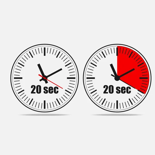 Είκοσι Δευτερόλεπτα Στο Ρολόι Γκρι Φόντο Δύο Επιλογές — Διανυσματικό Αρχείο