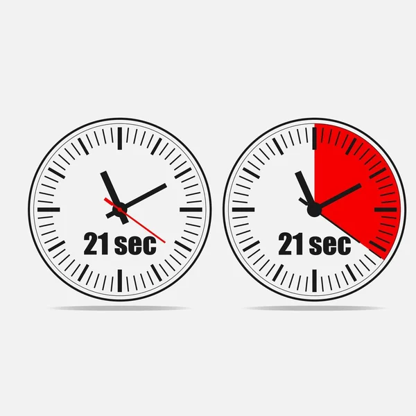 Είκοσι Ένα Δευτερόλεπτα Στο Ρολόι Γκρι Φόντο Δύο Επιλογές — Διανυσματικό Αρχείο