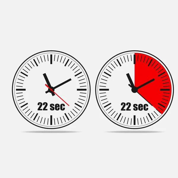 Vingt Deux Secondes Horloge Sur Fond Gris Deux Options — Image vectorielle