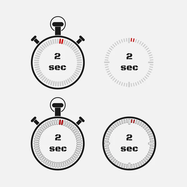 Timer Sekunden Auf Grauem Hintergrund Stoppuhr Icon Set Timer Symbol — Stockvektor