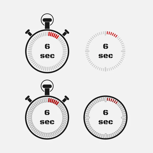 Timer Sekunden Auf Grauem Hintergrund Stoppuhr Icon Set Timer Symbol — Stockvektor