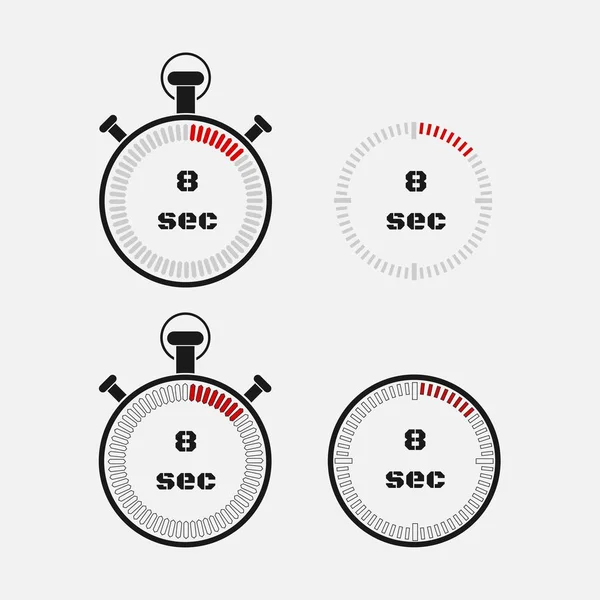 Timer Sekunden Auf Grauem Hintergrund Stoppuhr Icon Set Timer Symbol — Stockvektor