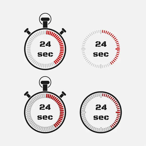 在灰色背景下计时器24秒 秒表图标设置 定时器图标 时间检查 秒计时器 秒计数器 定时装置 四种选择 Eps — 图库矢量图片
