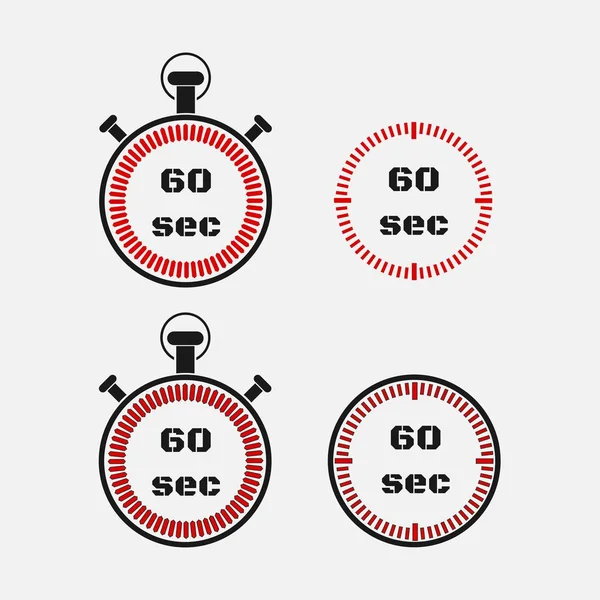 Timer 60 secondi su sfondo grigio  . — Vettoriale Stock