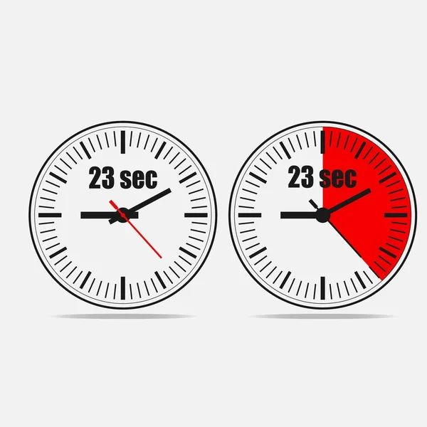 Είκοσι Τρία Δευτερόλεπτα Ρολόι Γκρι Φόντο Δύο Επιλογές — Διανυσματικό Αρχείο
