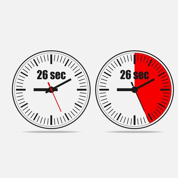 Είκοσι Έξι Δευτερόλεπτα Ρολόι Γκρι Φόντο Δύο Επιλογές — Διανυσματικό Αρχείο