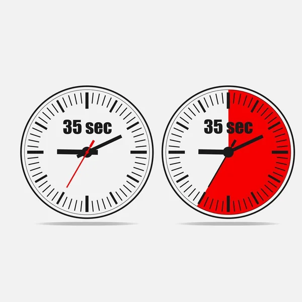 Τριάντα Πέντε Δευτερόλεπτα Ρολόι Γκρι Φόντο Δύο Επιλογές — Διανυσματικό Αρχείο