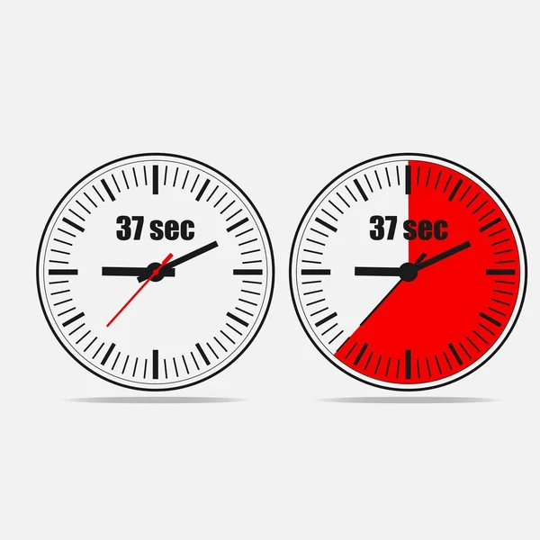 Trente Sept Secondes Horloge Sur Fond Gris Deux Options — Image vectorielle