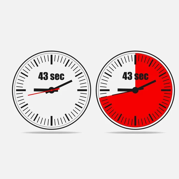 Σαράντα Τρία Δευτερόλεπτα Ρολόι Γκρι Φόντο Δύο Επιλογές — Διανυσματικό Αρχείο