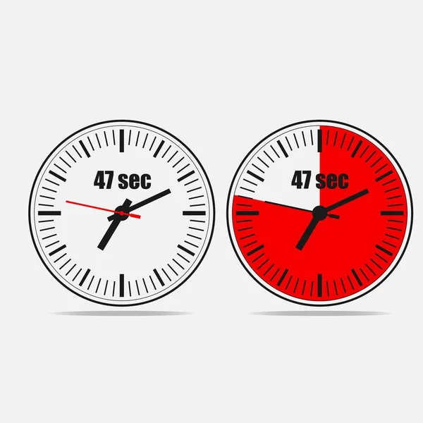 Σαράντα Επτά Δευτερόλεπτα Ρολόι Γκρι Φόντο Δύο Επιλογές — Διανυσματικό Αρχείο