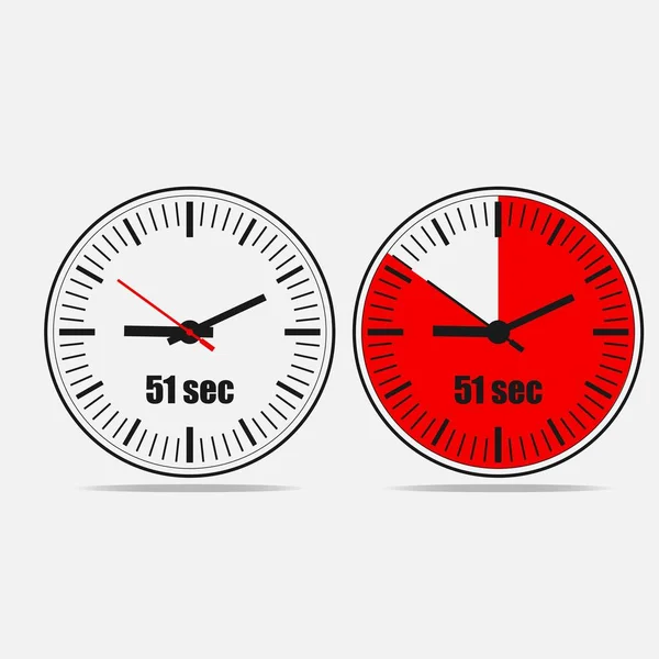Πενήντα Ένα Δευτερόλεπτα Στο Ρολόι Γκρι Φόντο Δύο Επιλογές — Διανυσματικό Αρχείο