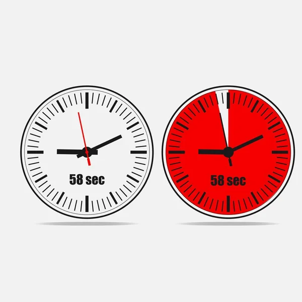 Cinquante Huit Secondes Horloge Sur Fond Gris Deux Options — Image vectorielle